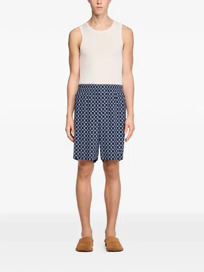 Sandro Geometric-pattern Shorts In Blue