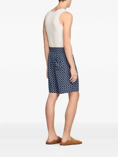 Sandro Geometric-pattern Shorts In Blue