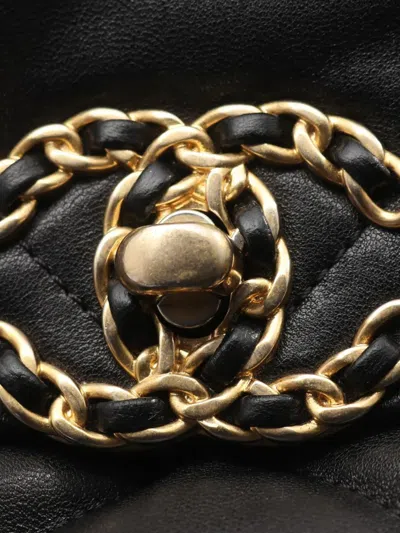 Pre-owned Chanel 2021 Maxi Lambskin 19 Flap Satchel In Black