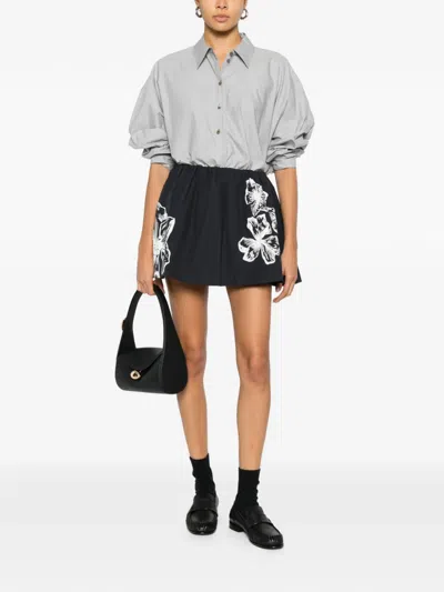 Maje Floral.print A-line Mini Skirt In Black
