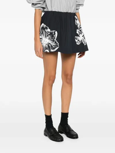 Maje Floral.print A-line Mini Skirt In Black