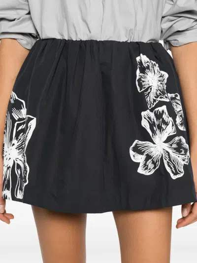 Maje Floral.print A-line Mini Skirt In Black