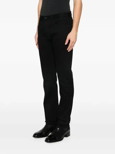 Tom Ford Selvedge Denim Straight Fit Jeans Logo Patch In Black