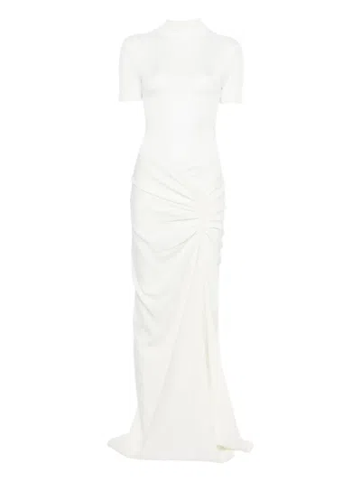 Christopher Esber Fusion Draped Mock-neck Maxi Dress In White