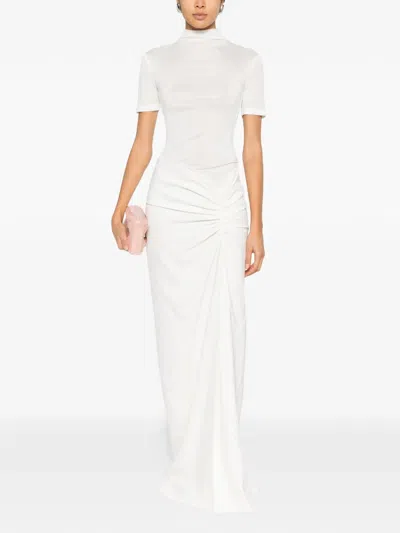Christopher Esber Fusion Draped Mock-neck Maxi Dress In White