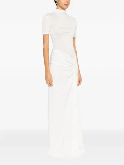 Christopher Esber Fusion Draped Mock-neck Maxi Dress In White