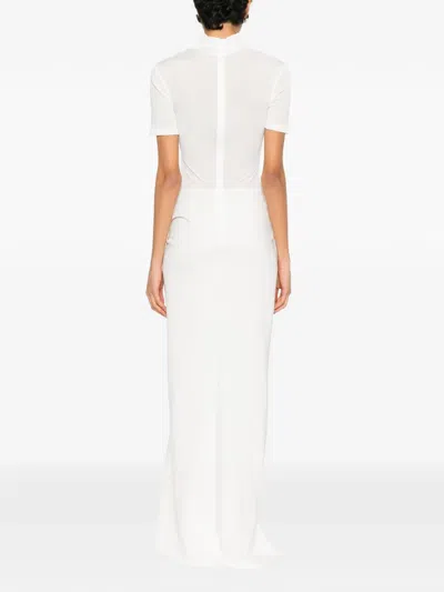 Christopher Esber Fusion Draped Mock-neck Maxi Dress In White