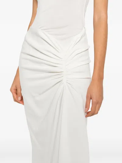 Christopher Esber Fusion Draped Mock-neck Maxi Dress In White