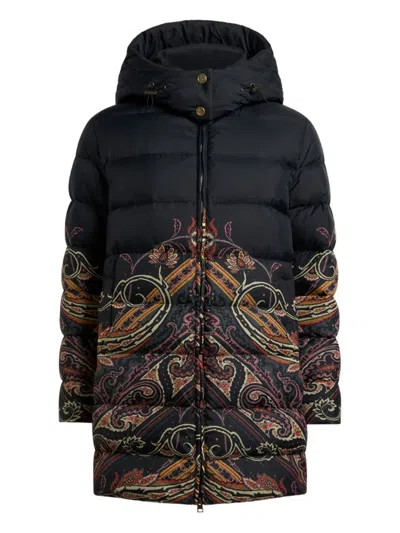 Etro Zip-up Coat In Black
