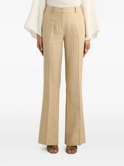 Etro Striped Bootcut Trousers In Neutral