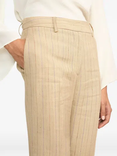 Etro Striped Bootcut Trousers In Neutral