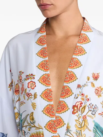 Etro Flora Fauna-print Silk Robe In Multi