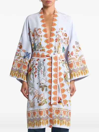 Etro Flora Fauna-print Silk Robe In Multi