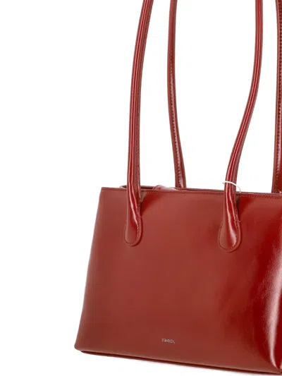 Stand Oil Square Low Structured Shoulder Bag In Red