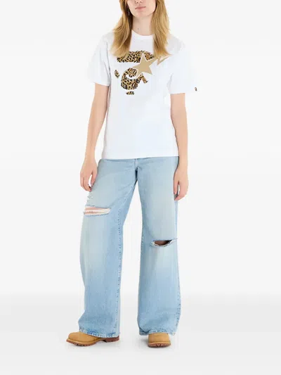 A Bathing Ape Wild Leopard Ape Face Sta T-shirt In White