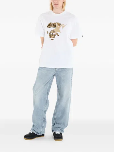 A Bathing Ape Wild Leopard Ape Face Sta T-shirt In White