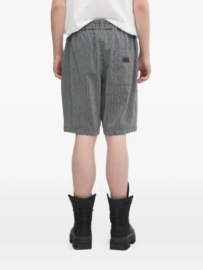 Aries Striped Patch Shorts In Blue