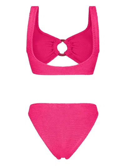 Paramidonna Irina Textured Ring-detail Bikini In Pink