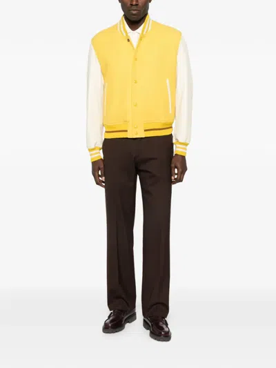 Tom Ford Striped-trim Buttoned Jacket In Yellow