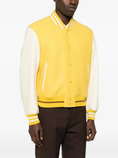 Tom Ford Striped-trim Buttoned Jacket In Yellow