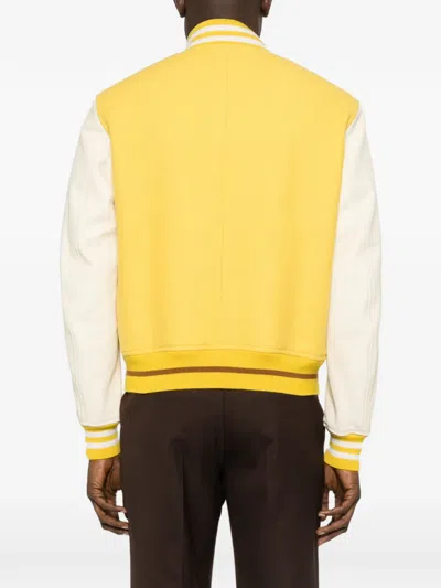 Tom Ford Striped-trim Buttoned Jacket In Yellow