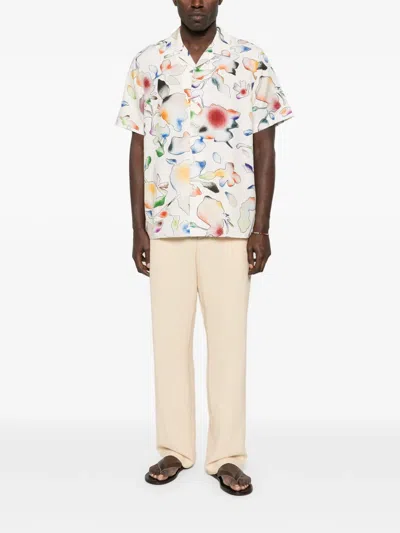 Ps By Paul Smith Ps Paul Smith Casual Fit Floral Short Sleeve Button-up Shirt In Neutral