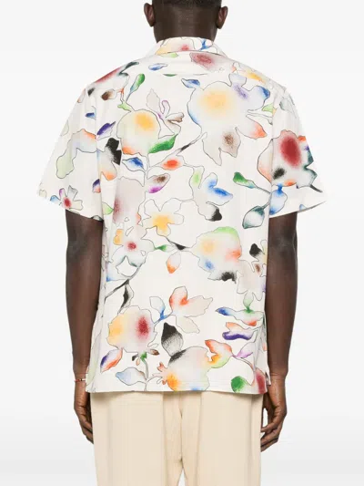 Ps By Paul Smith Ps Paul Smith Casual Fit Floral Short Sleeve Button-up Shirt In Neutral
