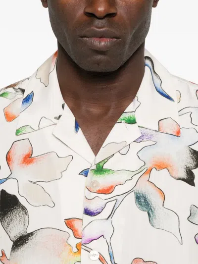 Ps By Paul Smith Ps Paul Smith Casual Fit Floral Short Sleeve Button-up Shirt In Neutral
