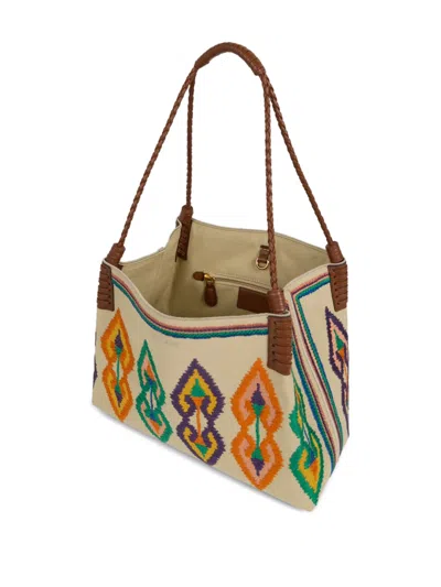 Etro Medium Canvas Libra Shoulder Bag In Neutral