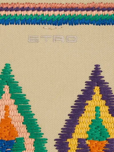 Etro Medium Canvas Libra Shoulder Bag In Neutral