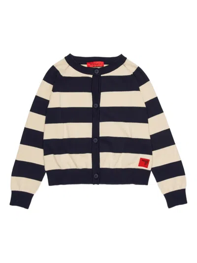 Max & Co Striped Logo Cardigan In Multi