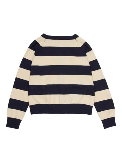 Max & Co Striped Logo Cardigan In Multi