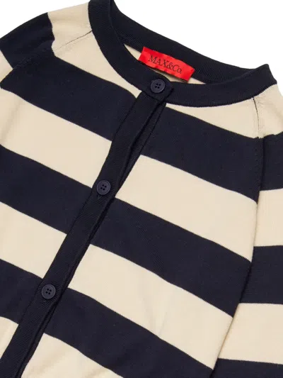 Max & Co Striped Logo Cardigan In Multi