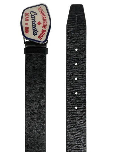 Dsquared2 Logo-buckle Leather Belt In Black