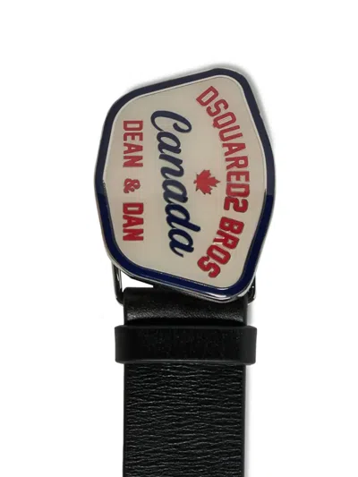 Dsquared2 Logo-buckle Leather Belt In Black