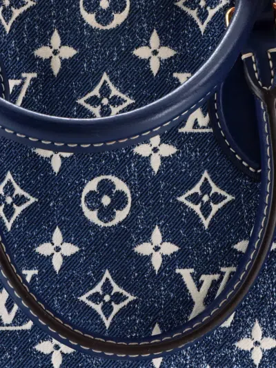 Pre-owned Louis Vuitton Onthego Tote Monogram Jacquard Denim Mm Shoulder Bag In Blue