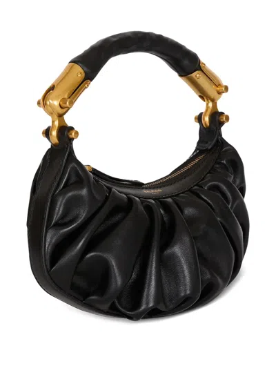 Balmain Ebene Mini Bag In Calfskin Leather In Black