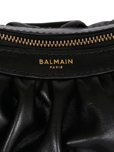 Balmain Ebene Mini Bag In Calfskin Leather In Black