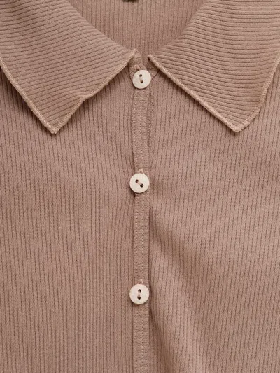 Baserange Iso Ribbed Button Shirt In Neutral