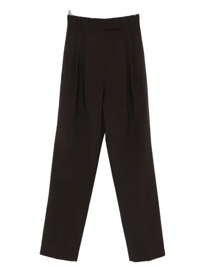 The Frankie Shop Bea Pleated Straight Trousers In Brown