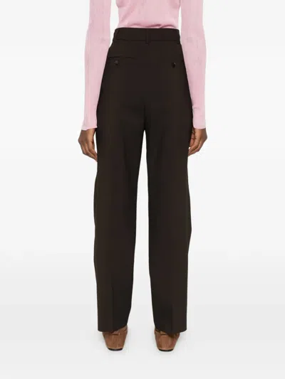 The Frankie Shop Bea Pleated Straight Trousers In Brown