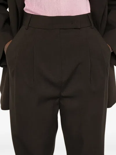 The Frankie Shop Bea Pleated Straight Trousers In Brown