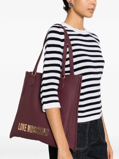 Love Moschino Logo Lettering Tote Bag In Burgundy