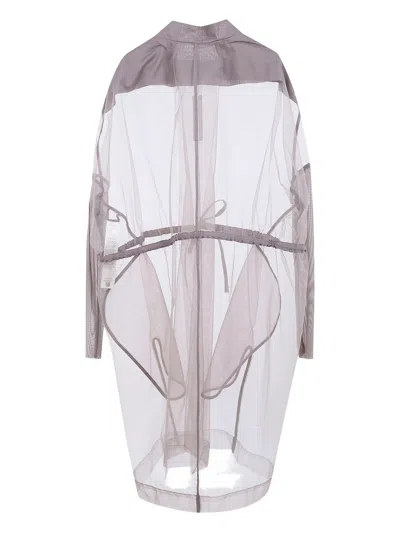 Rick Owens Tie Tulle Coat In Gray