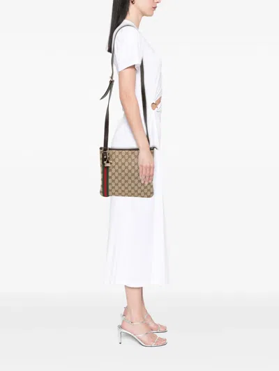 Pre-owned Gucci 2000-2015 Gg Canvas Jolicoeur Crossbody Bag In Brown