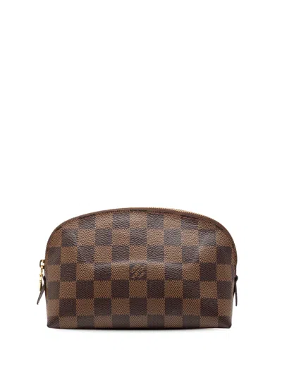Pre-owned Louis Vuitton 2021-2025 Damier Ebene Cosmetic Pm Pouch In Brown