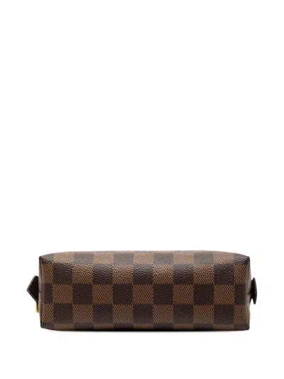 Pre-owned Louis Vuitton 2021-2025 Damier Ebene Cosmetic Pm Pouch In Brown
