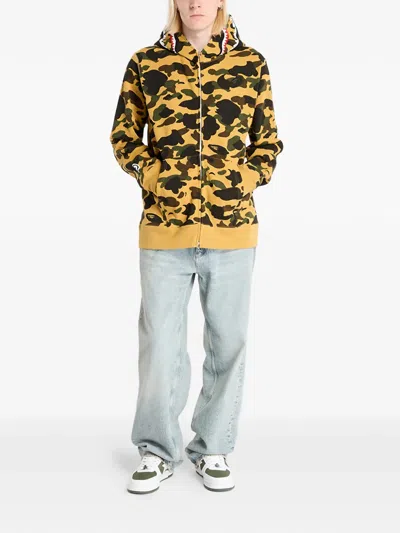 A Bathing Ape 1st Camo Shark Full-zip Hoodie In Yellow