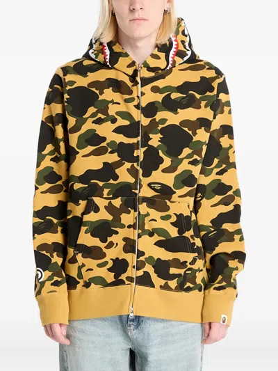 A Bathing Ape 1st Camo Shark Full-zip Hoodie In Yellow