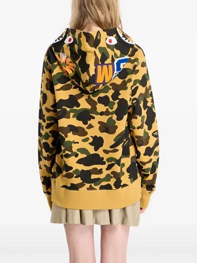 A Bathing Ape 1st Camo Shark Full-zip Hoodie In Yellow